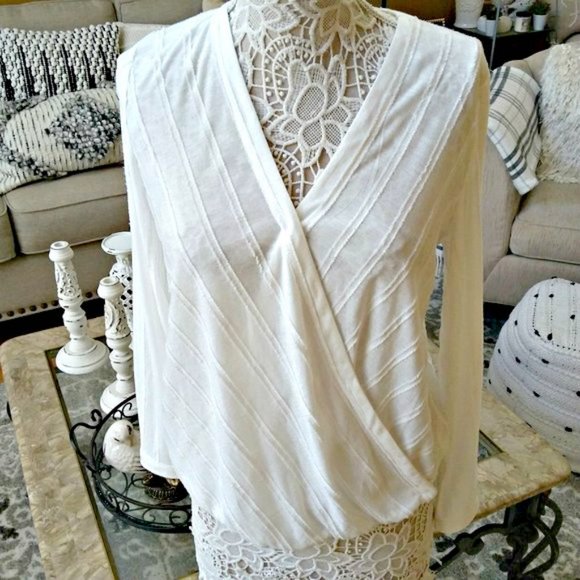 Chelsea & Theodore Tops - NEW! BREEZY Boho TEXTURED Crossover BLOUSE SZ M